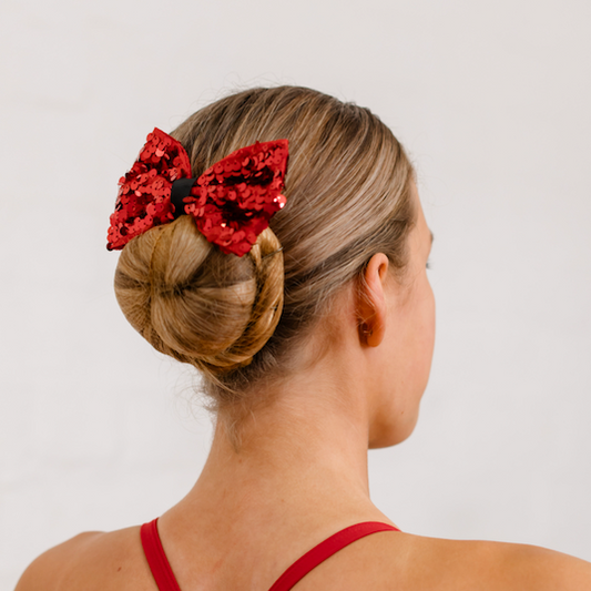 Red Sparkly Hair Bow (Clip)